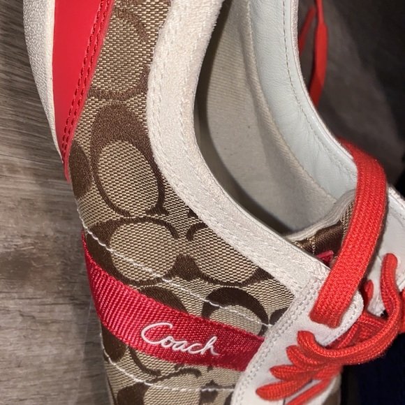 Women’s Tan and Red Coach tennis shoes - Picture 2 of 4
